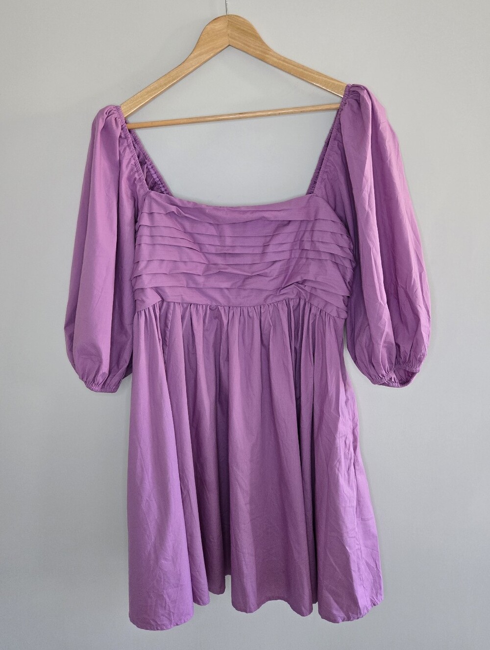 Abercrombie & Fitch purple lilac puff sleeve mini dress, square-neck, large tall